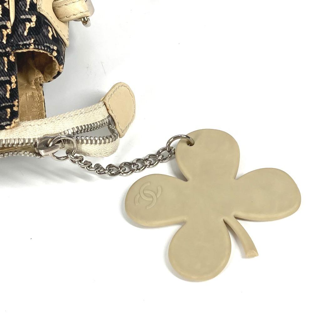 CHANEL Clover logo 2-way bag Handbag Vertical Tote Crossbody Shoulder Bag