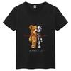 Summer Pure Cotton Childrens Short Sleeved Mechanical Teddy Bear Printed Childrens Tshirt Round Neck Casual Parentchild Top