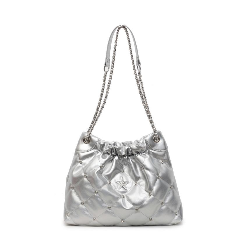 Rhombus Chain Small Bag Women's New Fashion Retro Bucket Bag Versatile Casual Messenger Bag