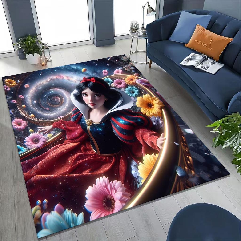 Snow White Princess Cartoon Fairy Tales Rug for Bedroom Living Room Sofa Home Doormat Decor, Large Kids Play Non-slip Floor Mat