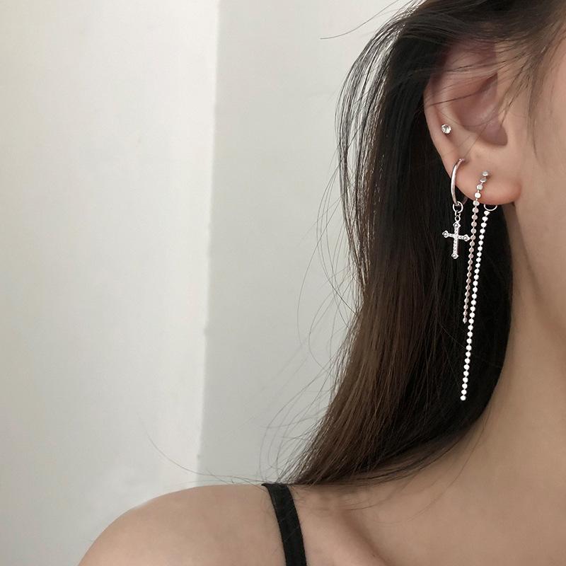 Asymmetrical Chain Earrings Femininity Simple New Internet Celebrity Temperament Fashion Versatile Long Fringed Ear Chain Hair