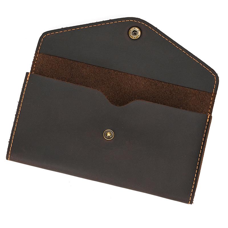 Vintage Genuine Leather Clip Purse For Men Women Leather Phone Pouch Wallet Simple Style Retro Female Male Slim Purse Wallets