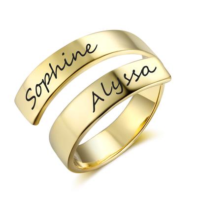 Personalized Gold Tone For Women Color Rings Copper Adjustable Name Engraved Rings Celebration Gathering Birthday Giveaway GiftsParty Present