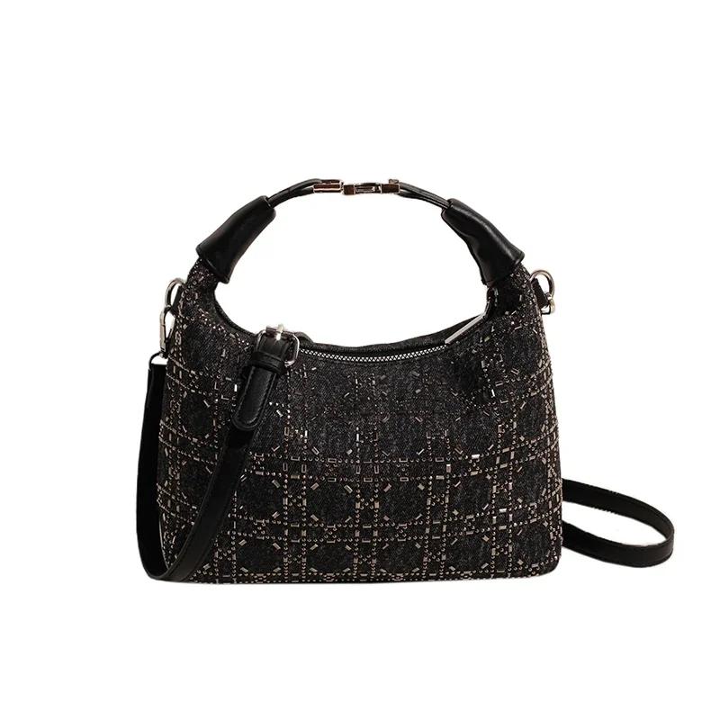 Женская сумка-кимоно, инкрустированная искусственными бриллиантами, высококачественный нишевый дизайн, новый модный темперамент