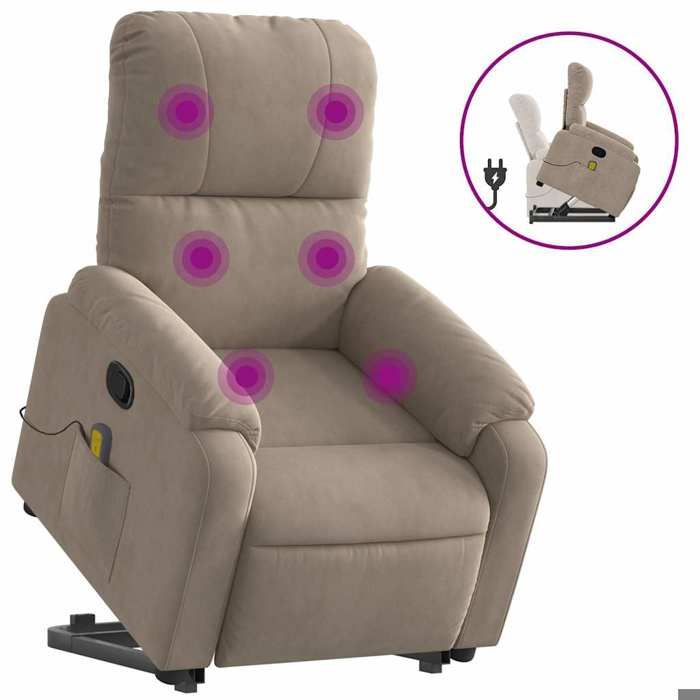 VidaXL Reclining Massage Armchair Taupe Microfiber Fabric 3204936