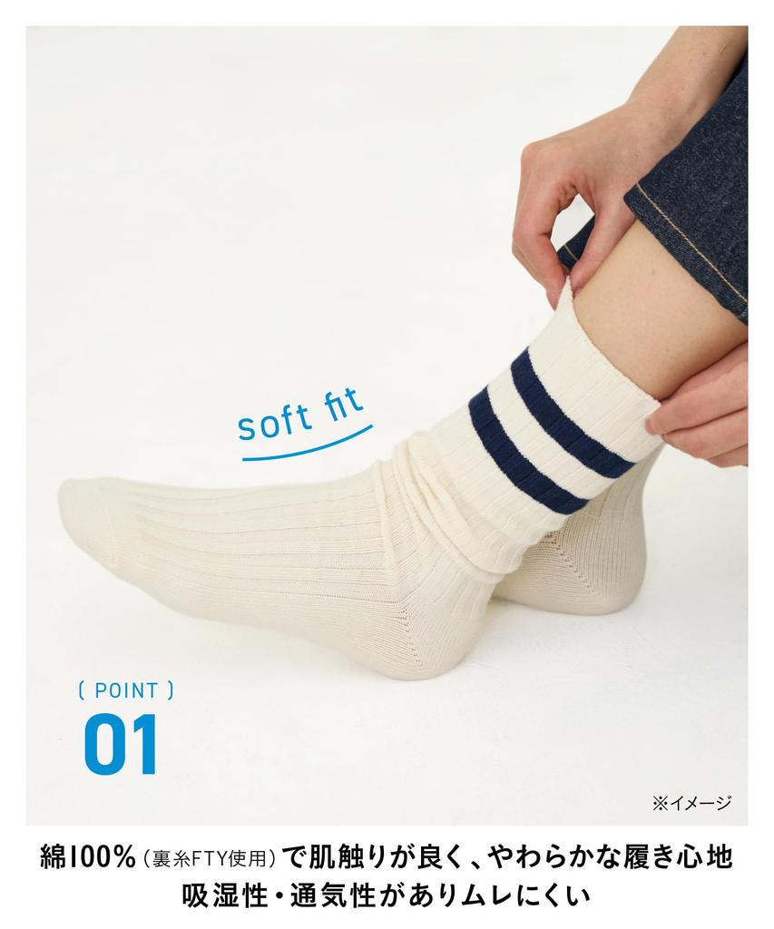 Okamoto Cotton Ribbed Striped Socks for Men and Sizes Assortment 1 +5% Women, 2-Pair Set, Spring/Summer Fit, 24.0cm-26.0cm,