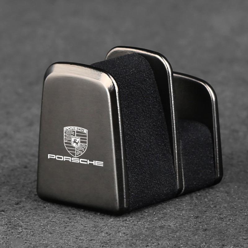 Zinklegierung Auto Brillenclip Sonnenblenden-Aufbewahrungsbügel für Porsche Cayenne Panamera Macan 911 718 918 Taycan Boxster Zubehör