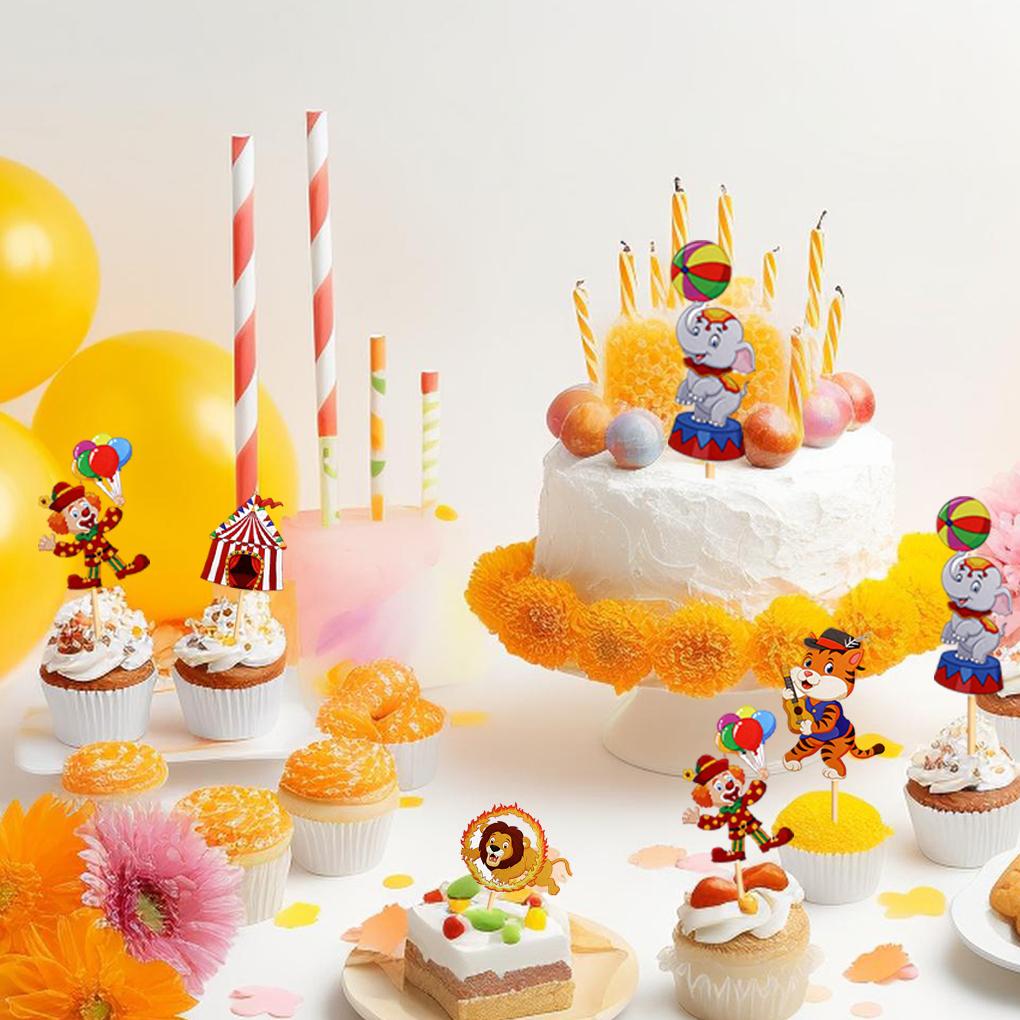 7ks Cirkusový Klaun Dortový Topper Rozkošný pro Narozeninovou Oslavu PŘEDEM SESTAVENÝŠIROCE Nástroje pro Zdobení Dortů