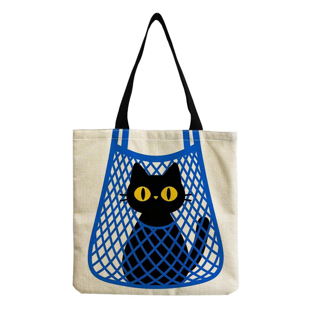 New Cat Print One-Shoulder Tote: Fashionable, Large Capacity, Foldable Women's Bag
