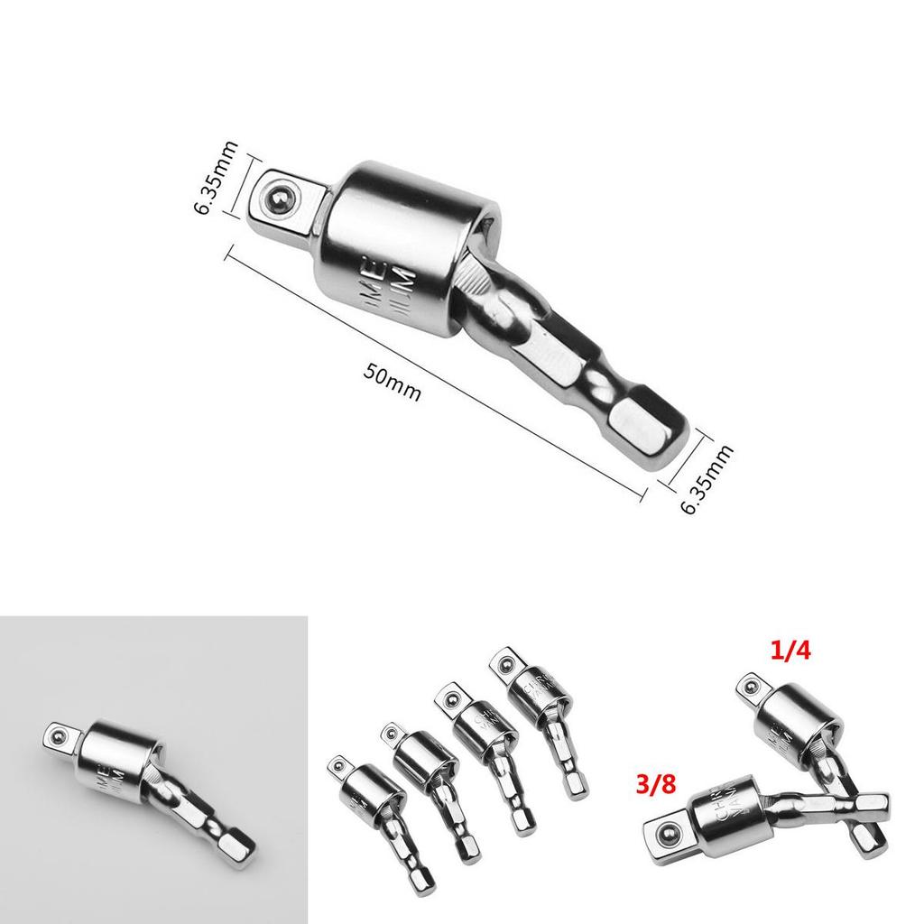 Versatile And Durable 1/4" 3/8" Hex Shank Drill Bit Wrench Socket Adapter Drive Ratchet Extension Tool