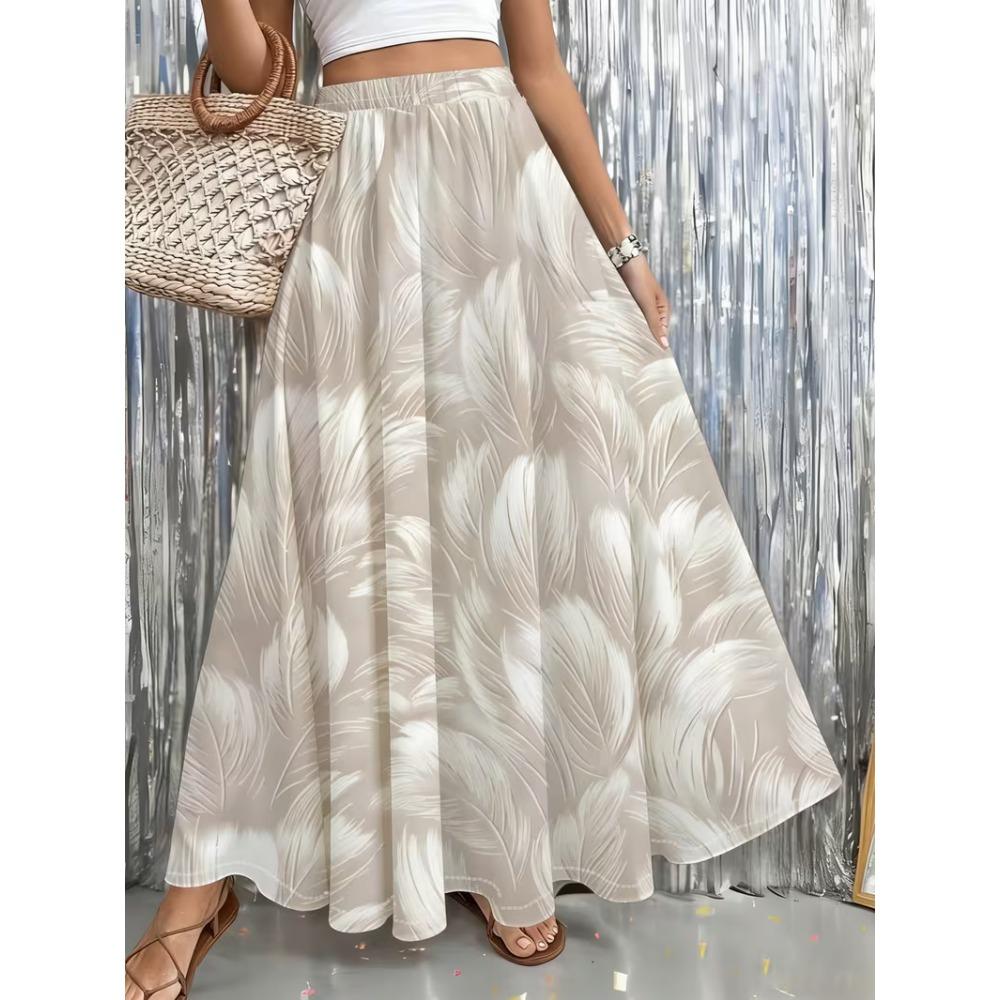 Women'S Vibrant Flowing Maxi Skirt with Abstract Neon Print, Perfect for Beach Vacation, Casual Outings, And Everyday Wear