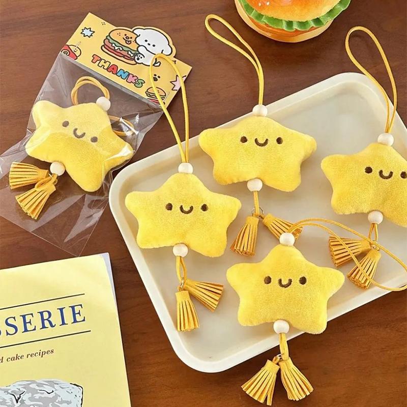 Cartoon Plush Star Pendant Gift Hangings Ornament Yellow Plush Hangings Bag Accessories Bag Pendnat Car Keys Accessories