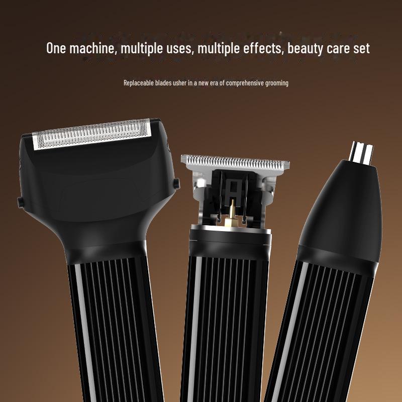 Portable 3-in-1 Electric Hair Clipper Set: Multi-Function Head, Nose Hair Trimmer, and Shaver
