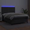 Box Spring Bed with Mattress & LED Black 140 x 190 cm Faux Leather