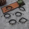 Unisex Cross-Border Personality Bracelet Set: Adjustable Alloy, Woven Waxed Cord, Leather Bangles with Eye Design