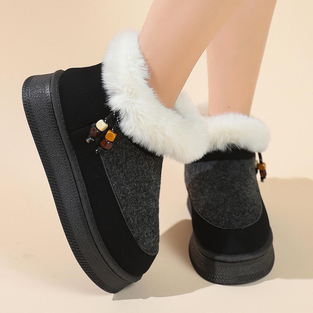 Across Platform Snow Boots for Women, Winter 2025 Plus-size Plus Suede Wool Cotton Shoes for Women Are Versatile