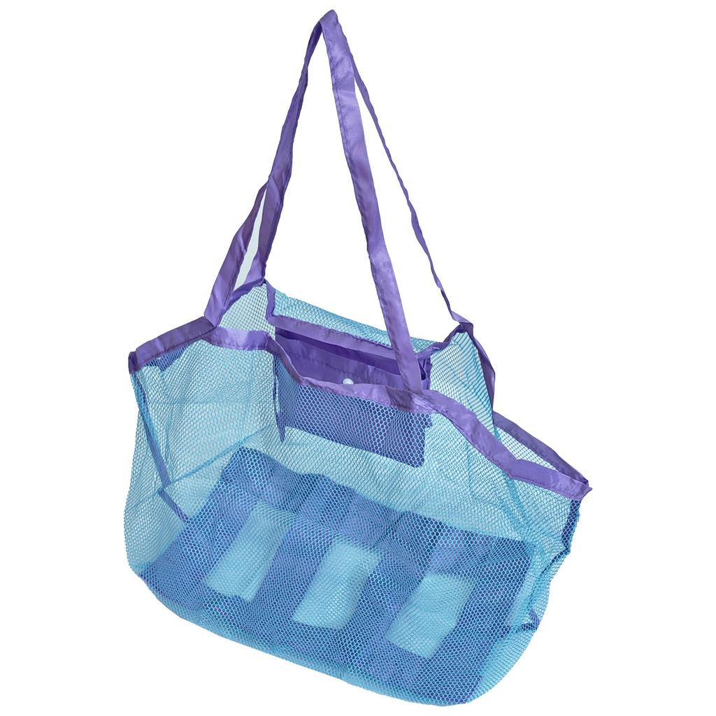 Large-Capacity Mesh Beach Bag Travel Organizer Mesh Toy Storage Bag Foldable Swim Bag