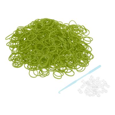 Uxcell Kit de reumplere cu elastice pentru război de țesut Include 25 și o croșetă pentru împletirea DIY Artizanat 600 de Piese Brățări, Cârlig cu Clipsuri S, Verde,