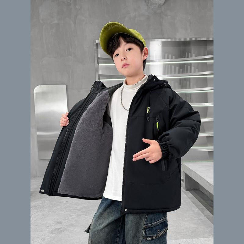 Boys' Plus Velvet Jacket, Winter Children's Jackets, Boys' Winter Thickened Warm Tops