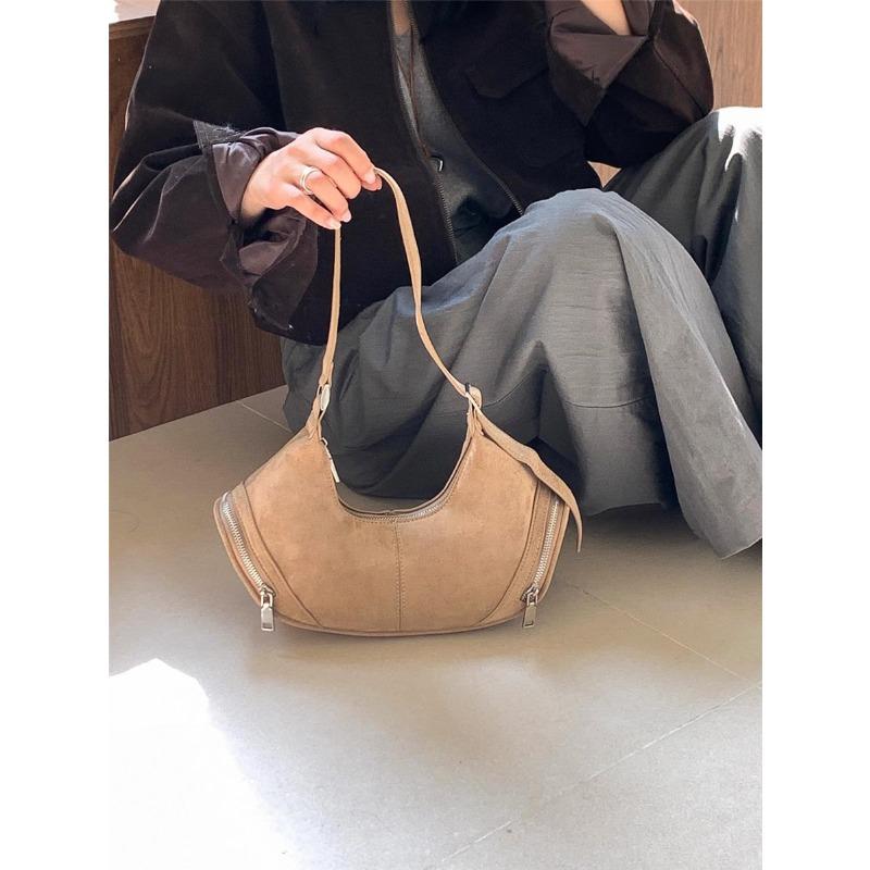 Suede bag autumn women's new pillow bag women's retro texture plush shoulder armpit bag women