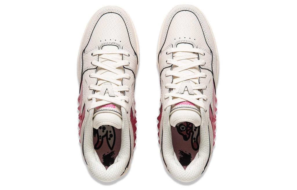 Li Ning Wave Pro Cushioning, Wear Resistant Low top Skateboard Shoes Unisex Ecru/Princess Pink AECU043-4