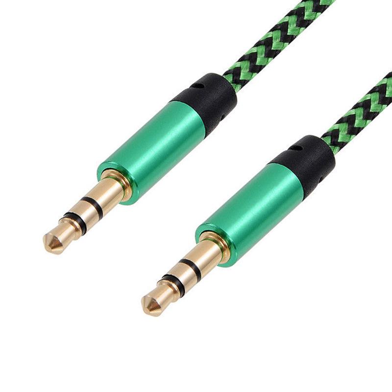 Multi-color Nylon Aux Cable Audio 3.5mm Plug Aux Audio Cable Line Cord For Speakers Cards CD MP3 Players Audio Cables 1 Meter