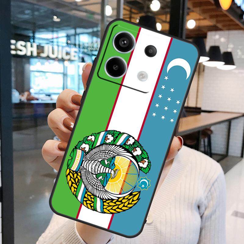 Uzbekistan Flag Coat Of Arms Case For Xiaomi Redmi Note 13 Pro 10 11 12 14 15 Pro Plus Redmi 15C 14C 10C 12C 13C 15 Cover