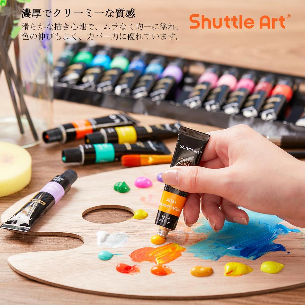Shuttle Art Acrylic 30 Easy to Brush for Painting on and Coloring Art and Professionals Paints, Colors, Tubes, Durable, Quick-Drying, Waterproof, Use,