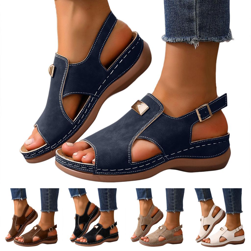 Platform Strap Women'S Toe Sandals Fashionable And Casual Leather Sandals For Women Arch Support Wide Width Sandals For Women 7w