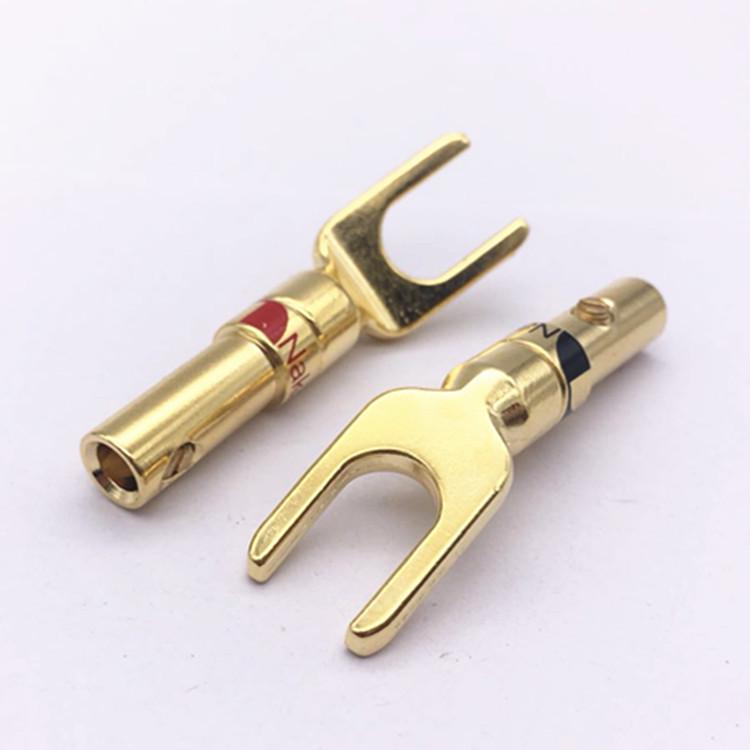 Gold-Plated Audio, U-Shaped, Banana, Video Y-Shaped, and Speaker Y-Shaped Plugs