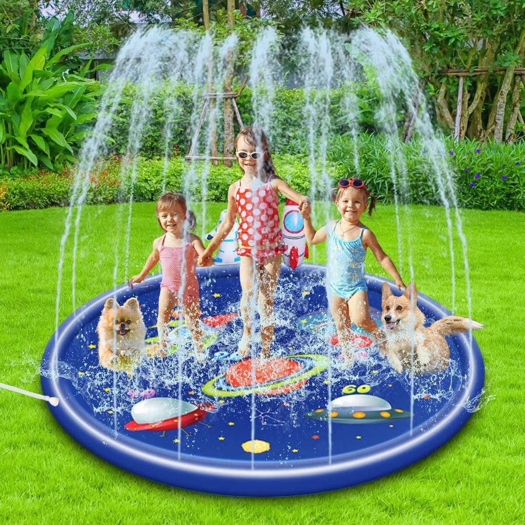Inflatable Lawn Shark & Dolphin Water Play Sprinkler Pad for Kids and Pets