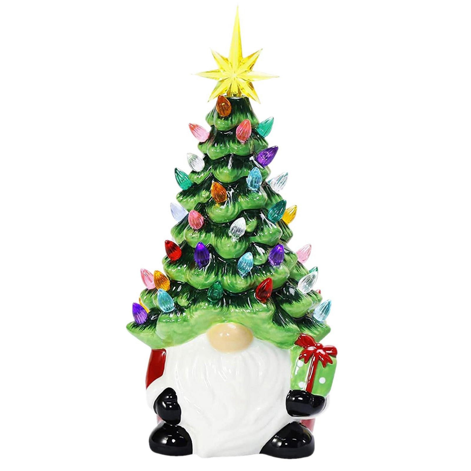Christmas Battery Luminous Resin Gnome Colorful Light Ceramic Christmas Tree Christmas Table Decorations A