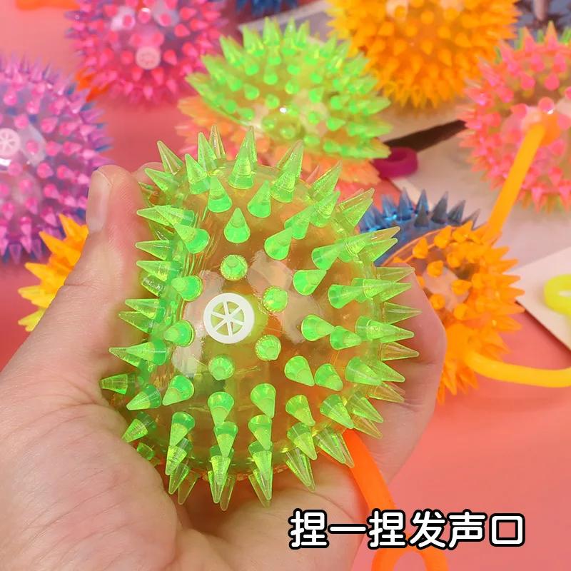 2026 Light Up Balls Party Favors Fidget Toy Stress Relief Spike Rubber Ball Led Flashing Spiky Balls Squeeze Toys Drop Shipping