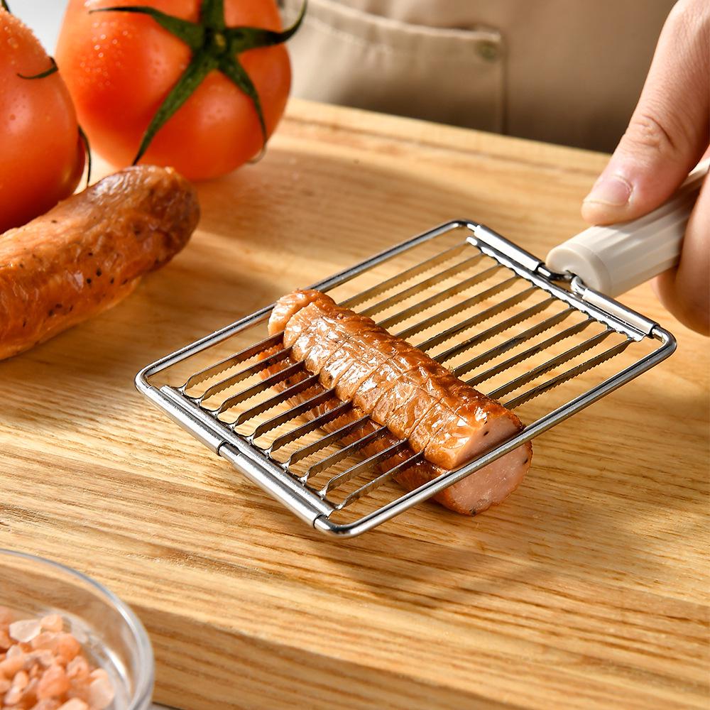 Silicone Handle Stainless Steel Slicer for Cheese, Meat, Potato, Radish, and Sausage