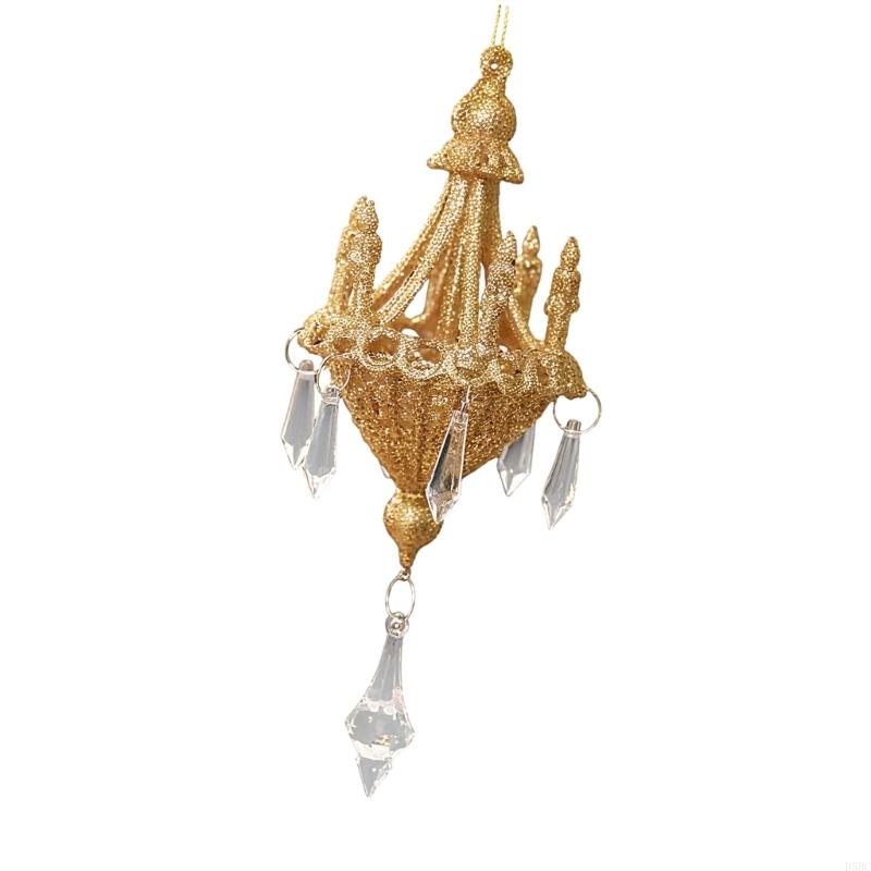 Christmas Chandelier Ornament Shatterproof Acrylic Crystal Chandelier Hanging Decoration For Tree Mantels