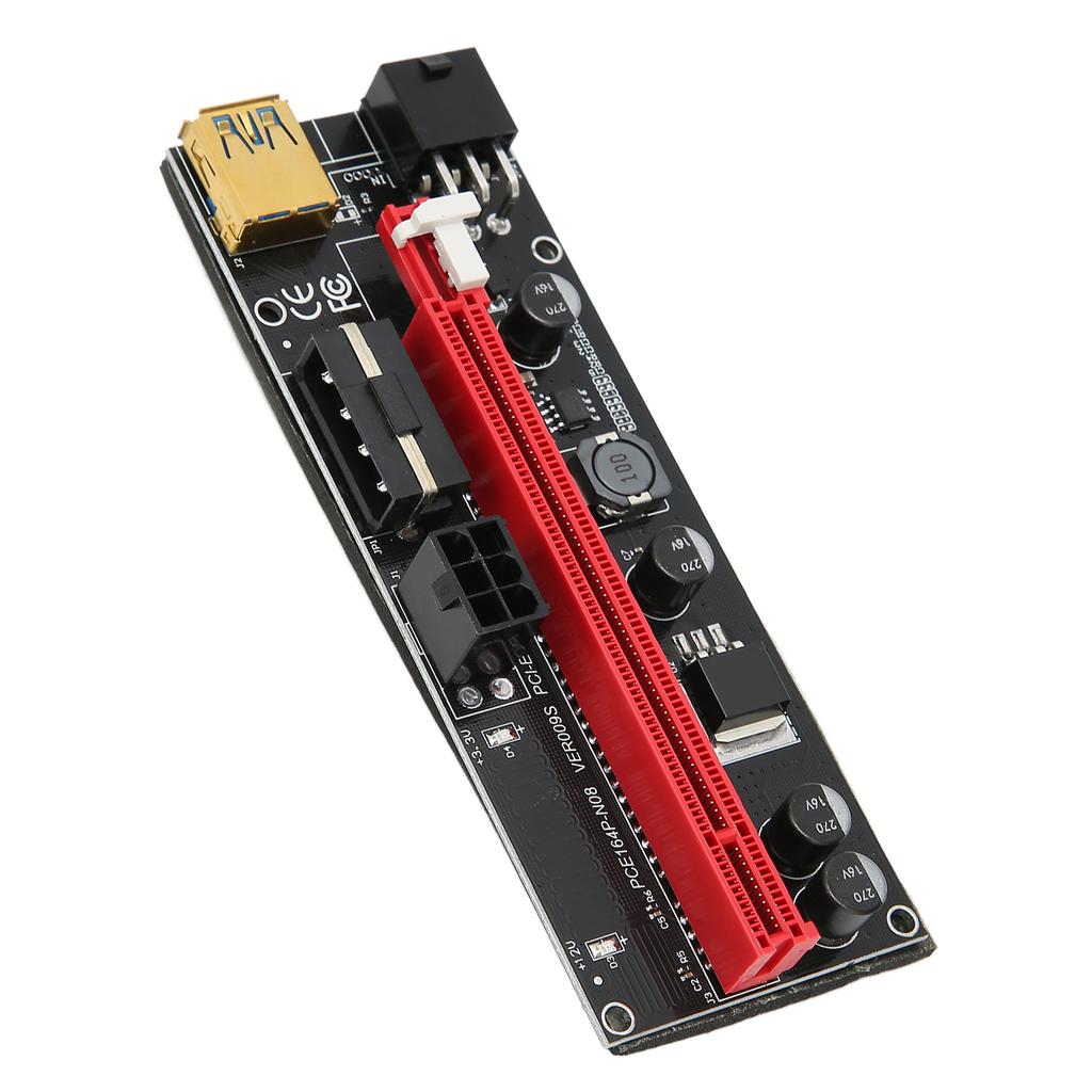 PCIE Riser 4 FP Capacitors 6P Interface Effective Protective Practical Adapter Card for Enhancing Power Supply