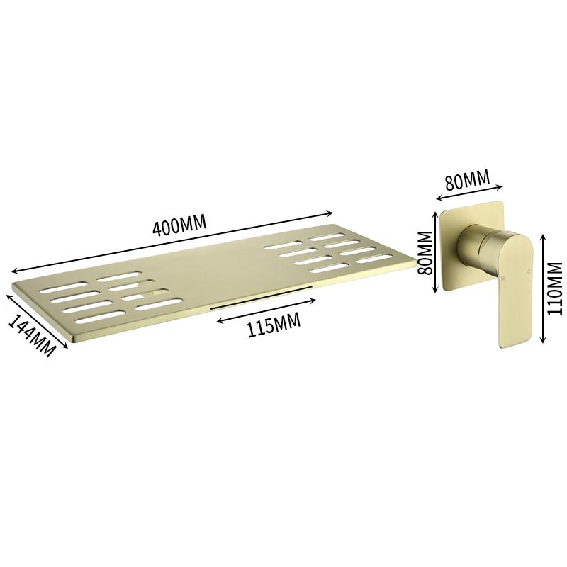 Brushed Gold Bathroom Bathtub Faucet Brass Concealed Waterfall Basin Faucet Single Handle Mixed Hot And Cold Sink Faucet