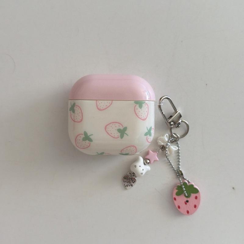 Cute Pink Strawberry IMD Earphone Cover for Apple AirPods 1 /1 Generation Cartoon Pendant Case PRO1/PRO1