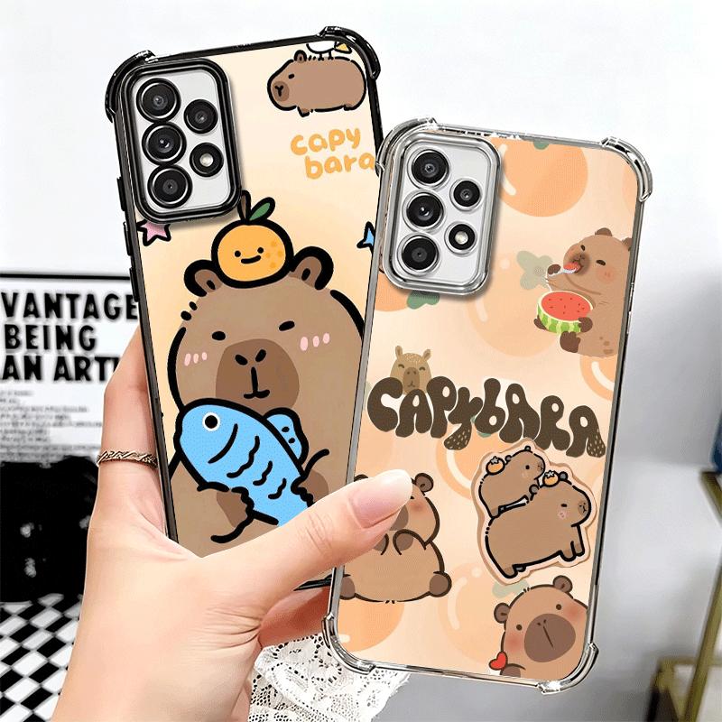 Funny Capybara Cartoon Cute Plating Phone Case For Samsung A17 A07 A37 A57 A16 A56 A15 A55 A14 A54 A13 A53 A26 A36 A25 A35 A24 A