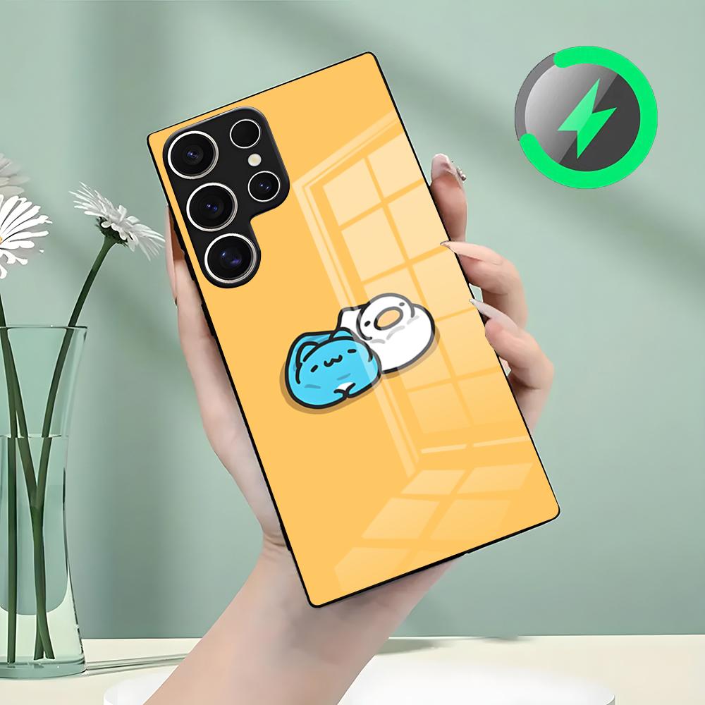 

Милый чехол для телефона B-Bugcat Capoo для Samsung S26 S25 S24 S23 S22 S21 S20 Edge Ultra Plus FE Для Magsafe Стеклянный чехол Galaxy S24