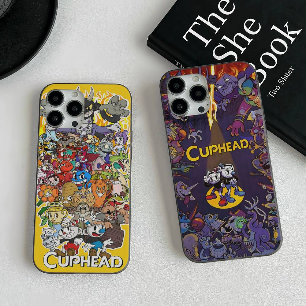 C-Cuphead Classic Game Soft Corrugated Phone Case For IPhone 11 12 13 14 15 16 17 Pro Max Plus Ripple Silicone Cover