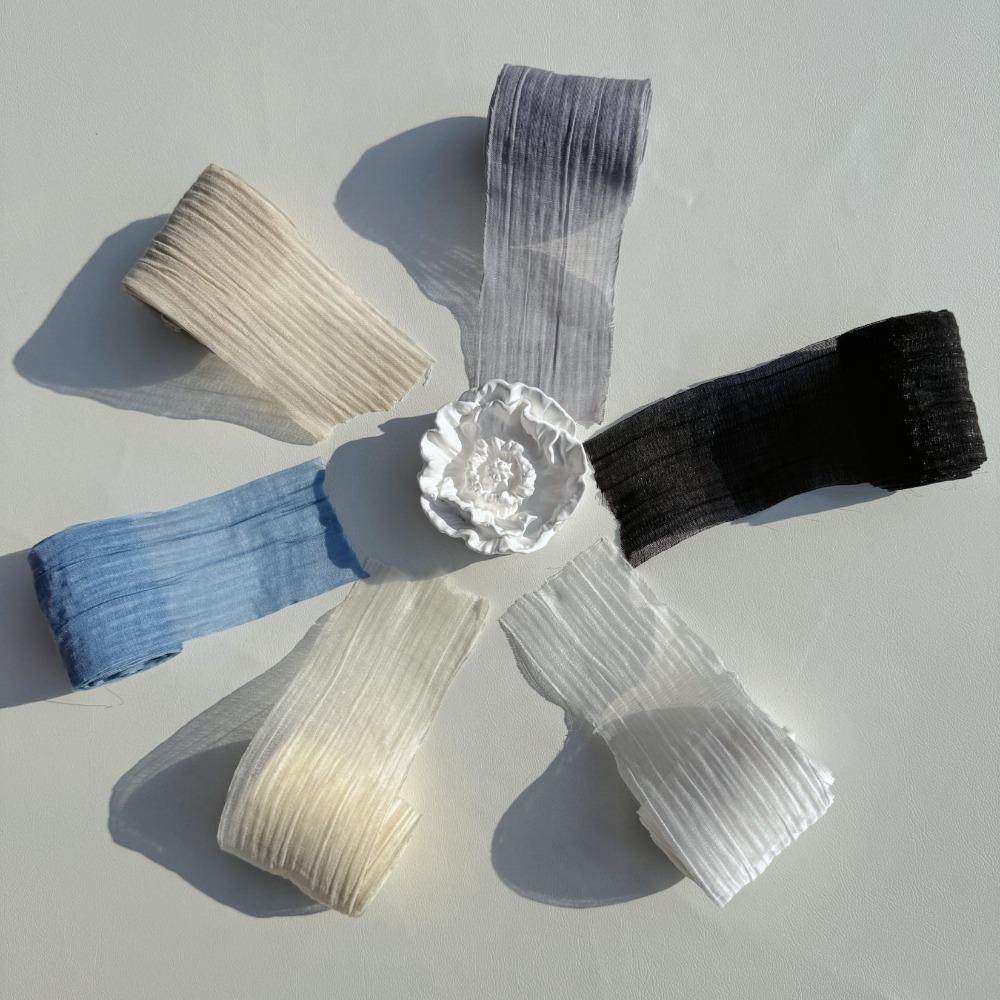 Elegant Striped Pleated Ribbons Simple Solid Color Chiffon Ribbons 5cm*5m Packaging Material Wedding Ribbons