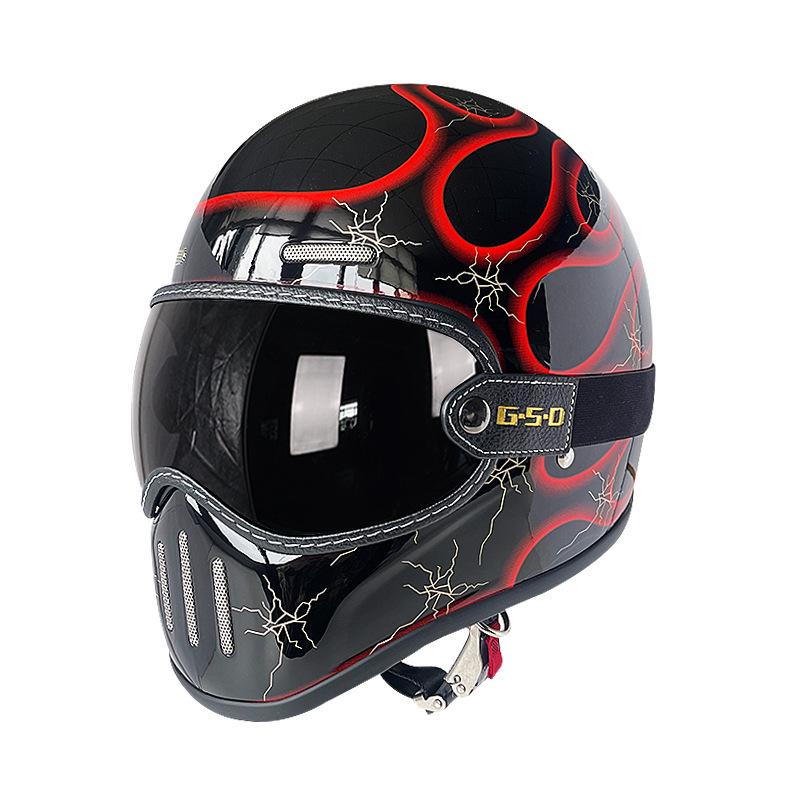 Fiberglass Retro Full Face Motorcycle Helmet for All Seasons - Unisex Winter Safety 3C Certified