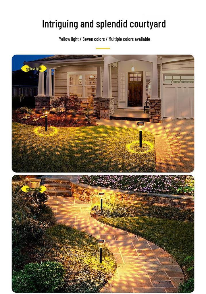 Outdoor Waterproof Solar Lawn Lamp - New Model with Courtyard Projection, Ground Plug, and Light & Shadow Path Decoration