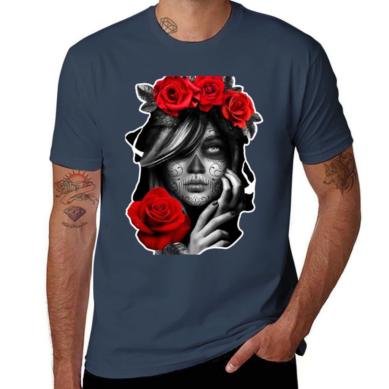 Day Of The Dead Woman TShirt Plus Size Basic Cotton TShirt S