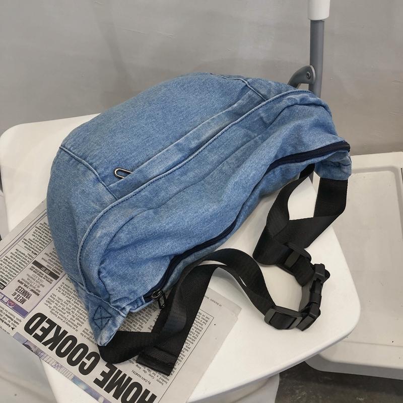 Student's Large Capacity Denim Chest Bag Women's Crossbody Bag Waist Bag
