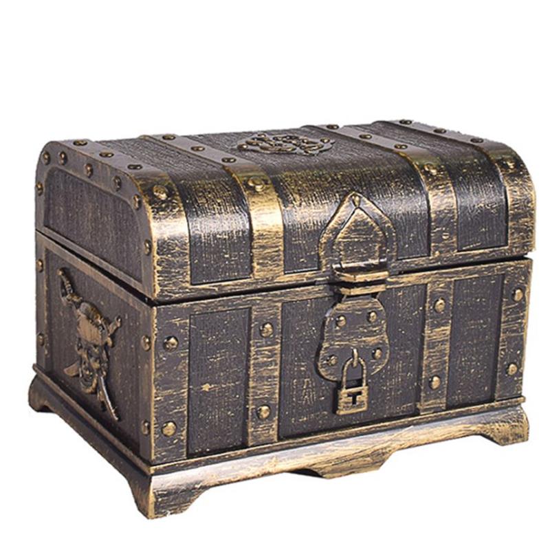 1Pc Retro Treasure Box With Lock Toys For Party Favors Props Decoration Pirate
