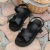 Sandals Women Suit Summer Heels Shoe Female Large Size Flat Sandals  Women's Beach Fashion Black Platform Sandalias