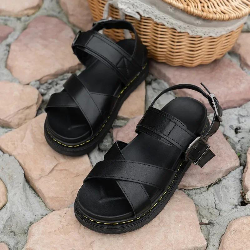 Sandalen Damen Anzug Sommer Absätze Schuh Weiblich Große Größe Flache Sandalen Damen Strandmode Schwarz Plateau Sandalias
