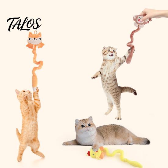 Interactive Cat Toy Plush Animal Toy, Long Tail Chew with Crinkle Sound, Hanging Stuffed Fox Chick Monkey for Indoor Cats Solo or Play Accessory